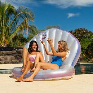 NIB  PoolCandy®  Oyster Shell Lounge with Glitter Pear Beach Ball